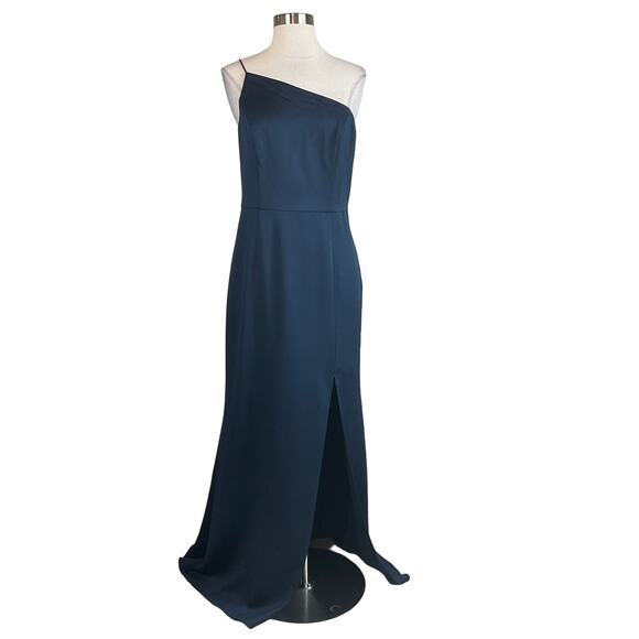 Adrianna Papell Dresses & Skirts - Adrianna Papell Women's Formal Dress Size 10 Blue Satin Crepe One Shoulder Gown